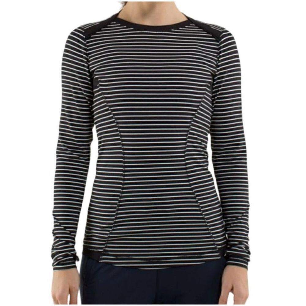 Lululemon Base Runner Long Sleeve T-Shirt Activewear Striped Black White Small